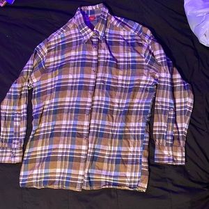 Mens XXL flannel. still has all the buttons. Tan, Blue, Cream, White.